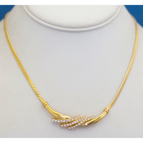 18 inch, Vintage Rhinestone Abstract Waves Necklace by Avon - M27 - Picture 2 of 3